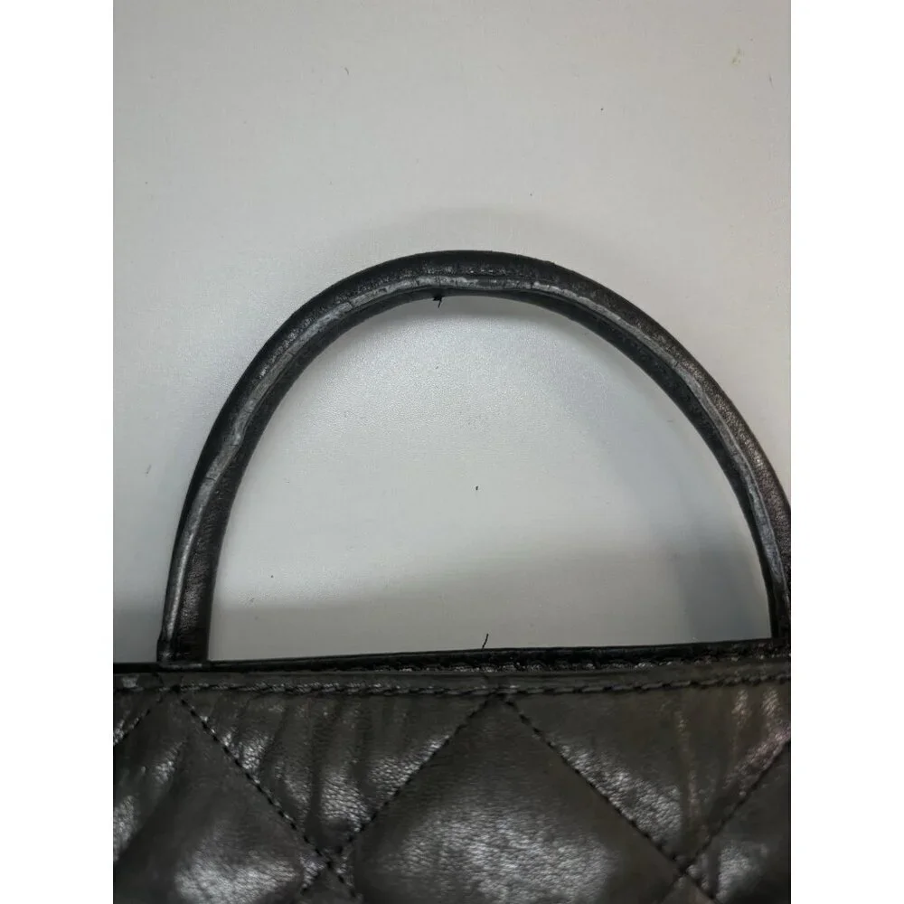 Michael Kors Hamilton Quilted Gun Metal Leather Small Tote Shoulder Bag